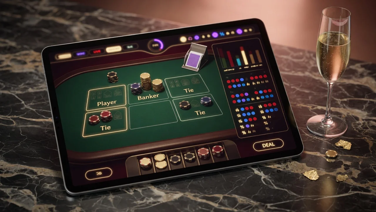 Interface de baccarat en ligne avec statistiques