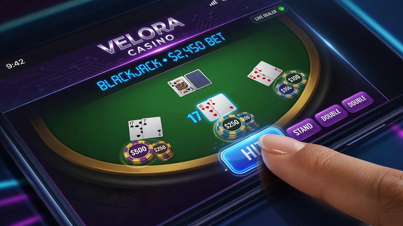 Interface de casino live sur écran tactile