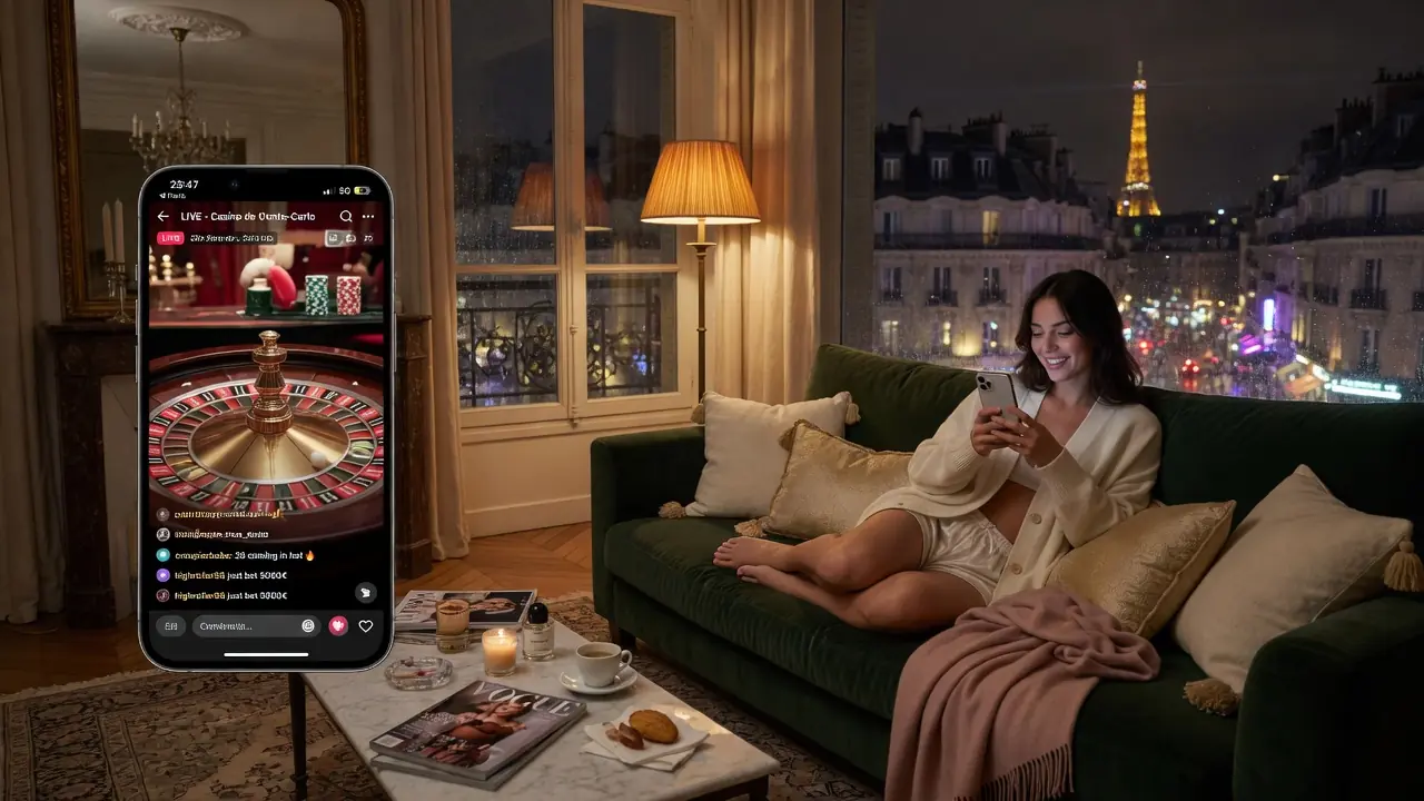 Personne consultant un casino live sur smartphone