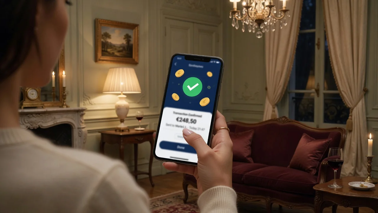 Transaction bancaire en ligne sur écran