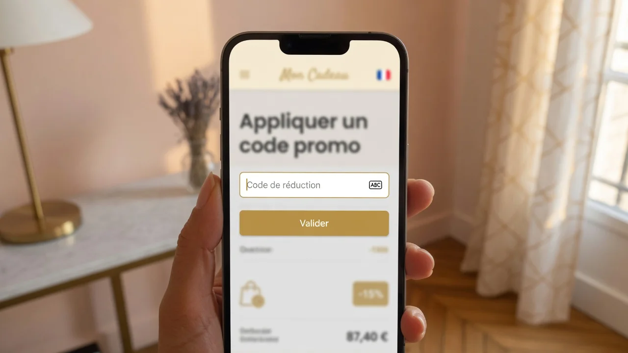 Écran de saisie d'un code de réduction