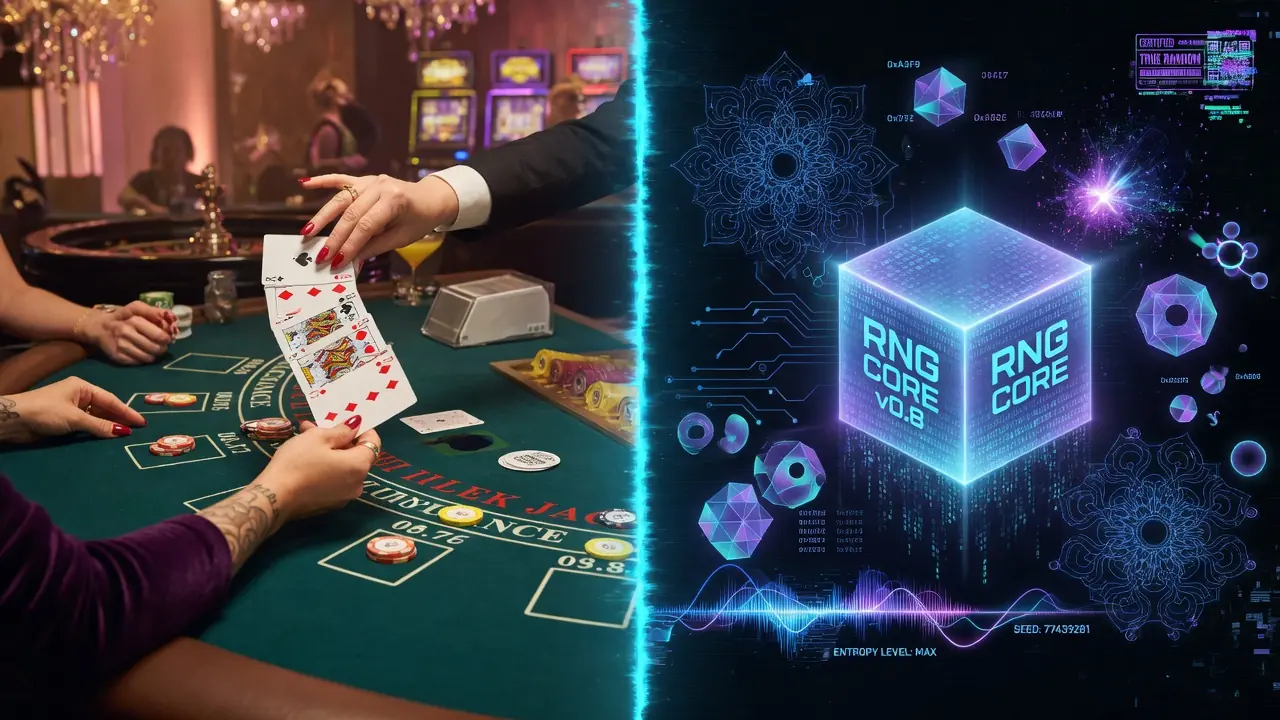 Comparaison technique entre casino live et générateur aléatoire