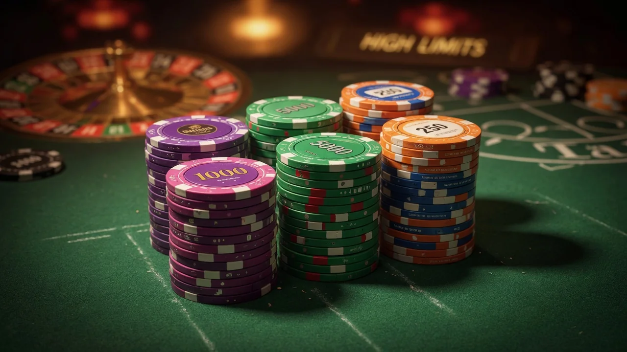 Empilement de jetons de poker sur tapis vert